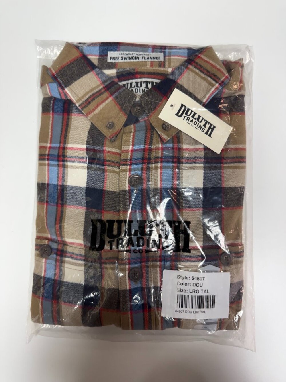 Duluth Trading Free Swingin Flannel Shirt Men’s Large Tall Slim Fit NWT 64507